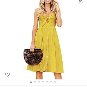 Linen Spaghetti Strap button down dress